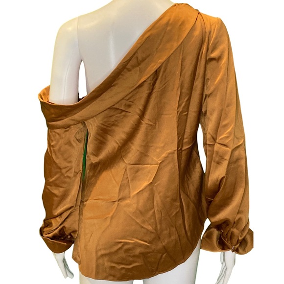 NWT Jonathan Simkhai Copper Alice One Shoulder Satin Top - Sz S - Picture 4 of 6